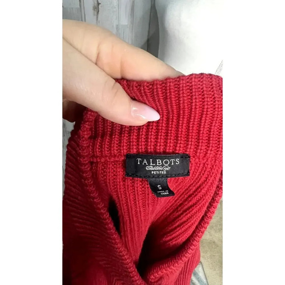 Talbots Women's Petite Size Small Red Button Front Cardigan Sweater - Picture 5 of 5